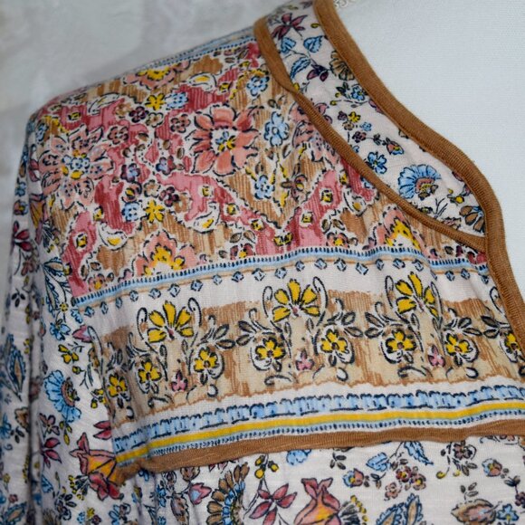 J. Jill Size L | Floral Boho Tunic Blouse | V-Neck Peasant Top - Picture 4 of 6